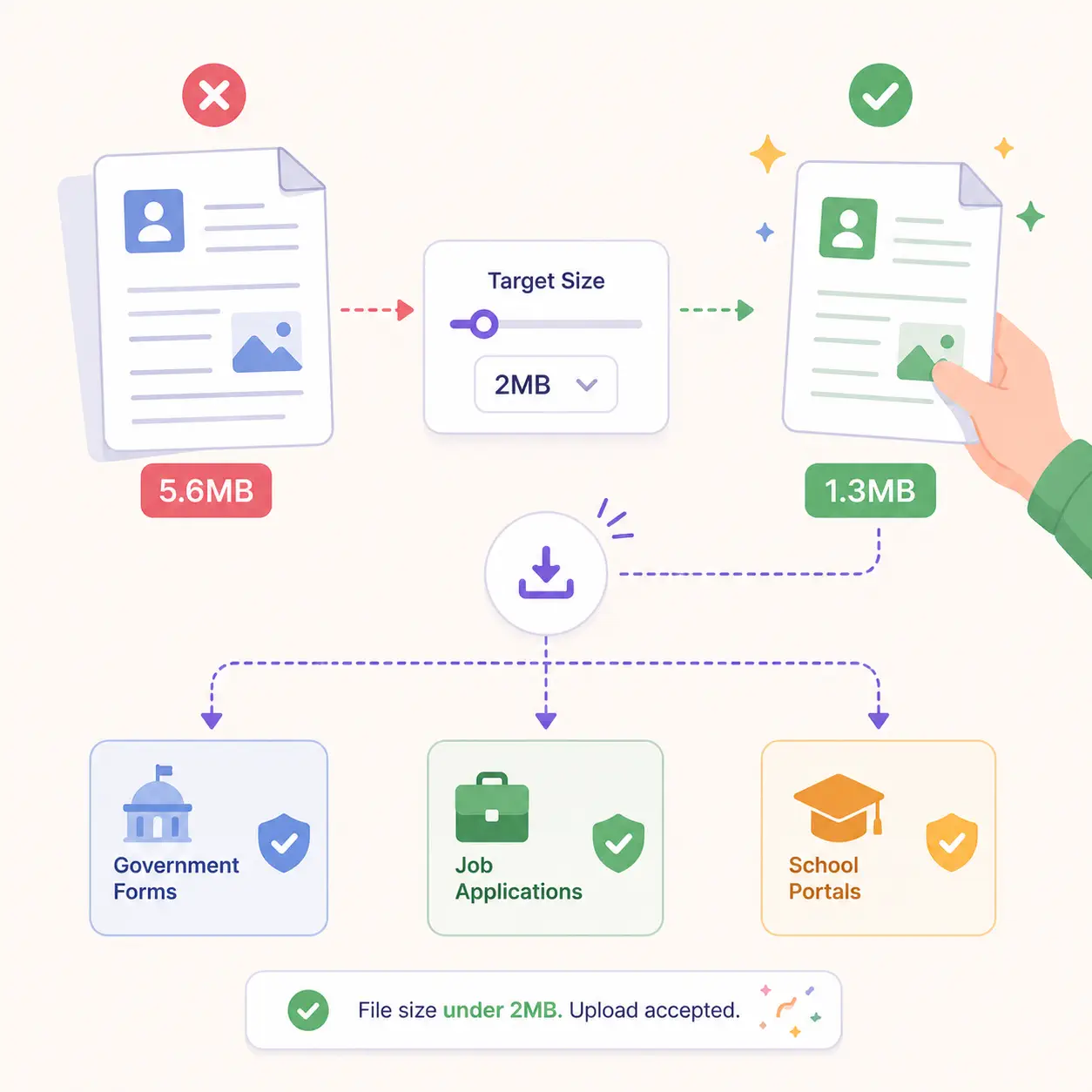 Merge JPG - Nutzer verkleinert Bilder für Online-Formulare mit Dateigrößen-Beschränkung